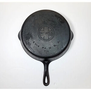 Vintage Griswold 11.25" Cast Iron Skillet Frying Pan #9 Large Block Logo-710 S